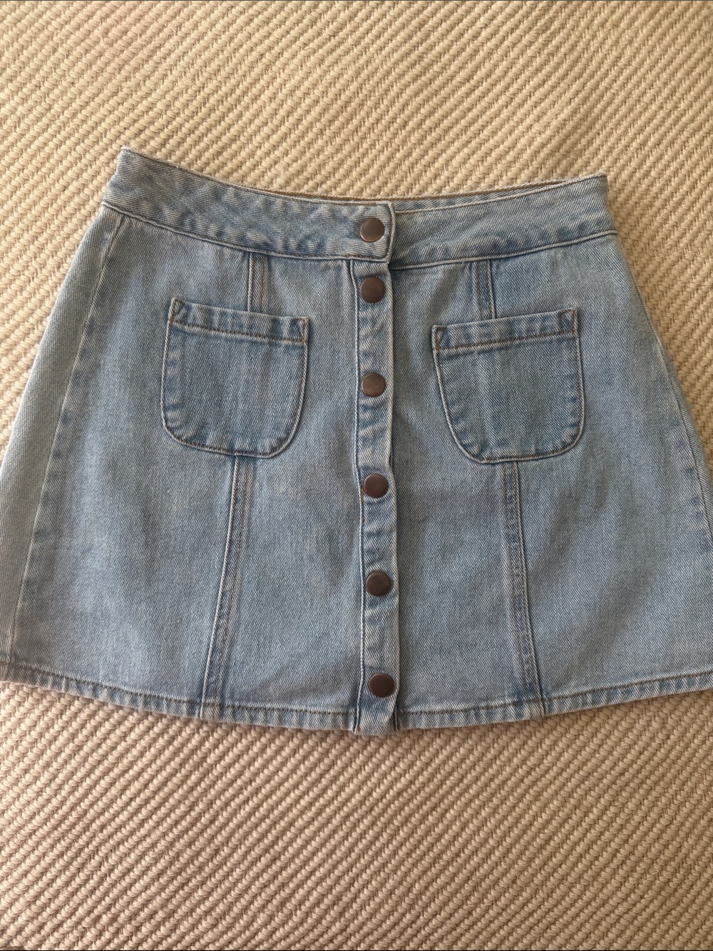 Denim Button-Front Mini Skirt